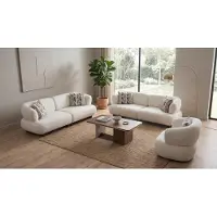 AEA Ensemble de canapés 3+3+1 avec table basse, revêtement bouclé beige. Ensemble de canapés rembourrés