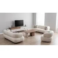 AEA Ensemble de salon moderne beige comprenant : canapé 3 places, canapé 3 places, fauteuil 1 place. Ensemble confortable pour salon
