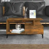 Merkloos Table basse moderne en chêne fumé, dimensions : 90 x 49 x 45 cm