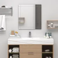 Merkloos Miroir mural rectangulaire de 100x60 cm, idéal pour la salle de bain et les applications cosmétiques