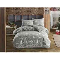 Brotex® Couvre-lit en flanelle, motif "Escama", couleur gris, dimensions : 240x200 cm et 70x90 cm