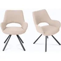 Dripio Ensemble de deux chaises de salle à manger, revêtues de tissu beige, dimensions : 58,5 x 59 x 81 cm