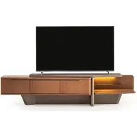 AEA Meuble TV moderne, style bois, couleur marron, éclairage LED, élégant, de haute qualité