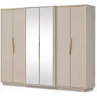 AEA Armoire élégante pour chambre à coucher, avec miroir, six portes et détails dorés