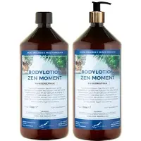 Merkloos Lotion pour le corps Zen Moment, format économique : 2 flacons de 1 litre, avec pompe dorée