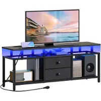 Dripio Meuble TV pour téléviseurs jusqu'à 45 pouces, avec éclairage LED et station de charge, dimensions : 106 x 28 x 48 cm