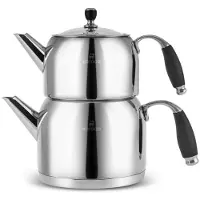 Karaca Théière Stella en acier inoxydable 18/10 Cr-Ni, avec filtre à thé, bouilloire, récipient pour infuser le thé
