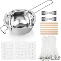 OEM Kit pour la fabrication de bougies : récipient en acier inoxydable de 400 ml, 50 mèches, accessoires