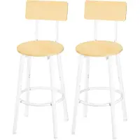 Dripio Ensemble de 2 tabourets de bar avec dossier et repose-pieds, dimensions 32x32x93 cm, couleur naturelle/blanc