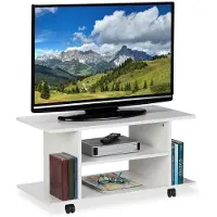 B2X Meuble TV blanc sur roulettes