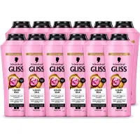 GLISS 12 flacons de shampooing -Kur Liquid Silk pour des cheveux soyeux - 400 ml - Pack économique - 12 pièces