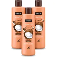 Sence 3 bouteilles de shampooing à l'huile de coco - Shampooing nourrissant pour cheveux secs et abîmés - 400 ml - Pack économique - 3 pièces