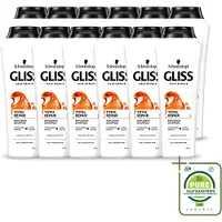 GLISS 12 flacons de shampooing Kur Total Repair - Répare et renforce - 400 ml - Lot de 12