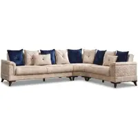 Xl Moebel Gmbh Canapé d'angle moderne beige, confortable, en forme de L, revêtement design, neuf