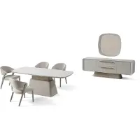 AEA Ensemble de salle à manger : table, console, couleur beige, miroir, style moderne