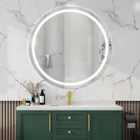 OEM Miroir de salle de bain rond avec éclairage LED, diamètre 80 cm, variateur d'intensité, 3 couleurs de lumière, indice de protection IP44