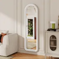 ProximaX Miroir mural complet , 160x50 cm, blanc, forme incurvée avec cadre en flanelle, fixation au sol ou au mur
