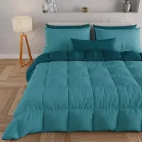 OEM Couverture d'hiver 240x260 cm, couette réversible Tiffany couleur pétrole, microfibre 300 g/m²