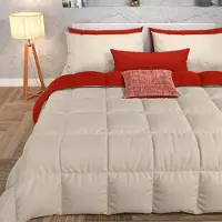 OEM Couverture d'hiver 240x260 cm, réversible, couleur taupe/bordeaux, en microfibre