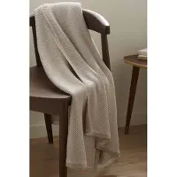 OEM Couverture en coton 130x170 cm, couleur marron noisette, douce et dense