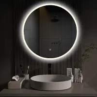 OEM Miroir de salle de bain rond en LED, diamètre 60 cm, avec variateur d'intensité et interrupteur tactile