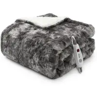 OEM Couverture chauffante 130x160 cm, 6 niveaux de chauffage, contrôleur LCD, lavable, couleur grise