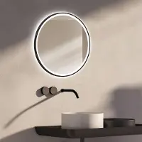 OEM Miroir de salle de bain LED, 60 cm, blanc neutre, noir, indice de protection IP24