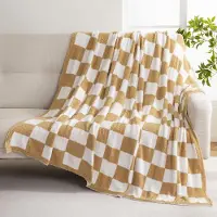 OEM Couverture de lit à motifs carreaux, 155x180 cm, en microfibre, douce et chaude