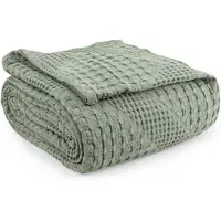OEM Drap-housse Super King, 250 x 280 cm, 100% coton, vert sauge, motif nid d'abeille