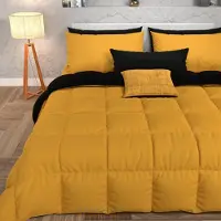 OEM Couverture d'hiver 240x260 cm, couverture réversible jaune/noir, en microfibre