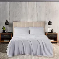 OEM Ensemble de draps plats, 3 pièces, 800 fils au pouce carré, coton égyptien, taille King britannique, couleur gris