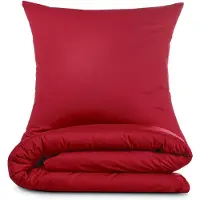 OEM Couverture de lit 200x200 cm, en coton renforcé, rouge, avec 2 taies d'oreiller