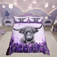 OEM Ensemble de couette king size superposée - Motif floral lavande, 3 pièces