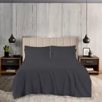 OEM Ensemble de draps plats 3 pièces, 800 fils au pouce, taille King britannique, couleur gris