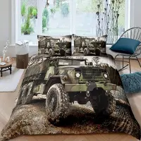 OEM Housse de lit camouflage pour camion militaire, impression 3D, pour lit double, avec 2 taies d'oreiller
