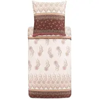OEM Ensemble de literie Oristano 41, en satin de qualité Mako, couleur beige, 2 pièces, dimensions 200x200 cm