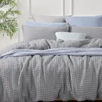 OEM Ensemble de couette King Size, en tissu gaufré, 3 pièces, 274x229 cm, gris