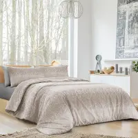 OEM Jeu de couette 200x200 cm, en coton, couleur beige "Drops", fabrication italienne