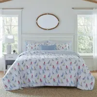 OEM Couvre-lit King Size, bleu, multicolore, 3 pièces, 100% coton