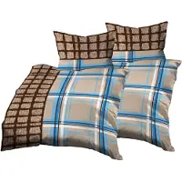 OEM Ensemble de literie 4 pièces, comprenant 2 housses de couette de 140x200 et 2 taies d'oreiller de 70x90 cm, à motifs à carreaux, dans des tons beige clair et blanc