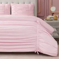 OEM Ensemble de couette 3 pièces, en polyester, couleur rose marshmallow, taille double/queen