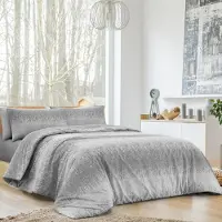 OEM Jeu de literie 180x200 cm, 100% coton, couleur gris "Drops"