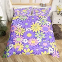 OEM Ensemble de housses de couette, motif floral rétro coloré, taille double