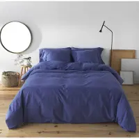 OEM Housse de couette 200x200 cm, en coton, fermeture à boutons, couleur bleue