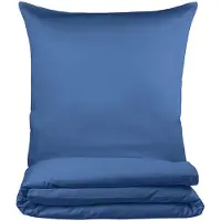 OEM Ensemble de literie 135x200 cm, 80x80 cm, 100% satin de coton, couleur bleue