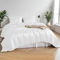 OEM Ensemble de literie en bambou, 4 pièces, pour lit double, blanc, effet rafraîchissant