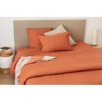OEM Couverture de lit Cap Ferret, 220x240 cm, en coton lavé, couleur gingembre