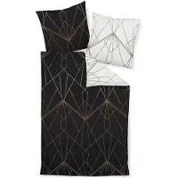 OEM Parure de lit en satin Mako, 200x220 cm + 2 taies 80x80 cm, couleur bronze-noir