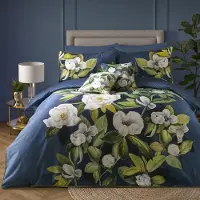 OEM Housse de couette double, 200x200 cm, motif floral, réversible, en satin de coton