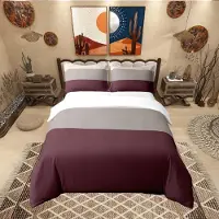 OEM Jeu de housses de couette pour lit double, dimensions 200 x 200 cm, 100 % coton, motif géométrique rayé